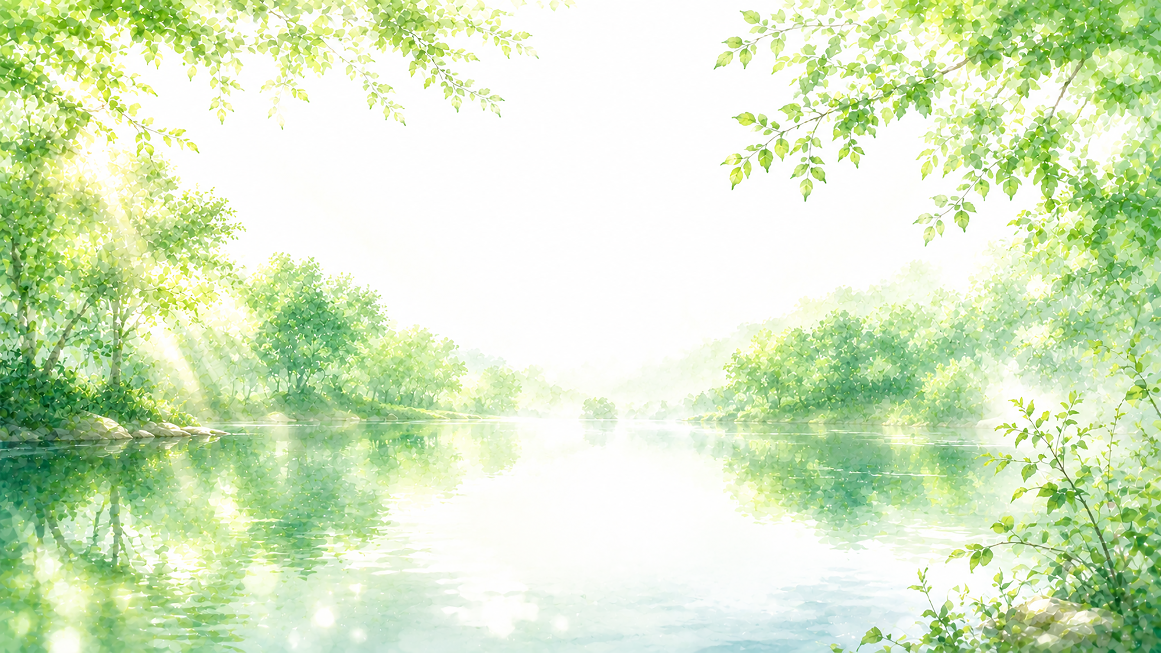 Green Lake Reflection 背景素材【無料PNG】93618に写真・文字を入れる