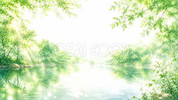 Green Lake Reflection 背景素材【無料PNG】93618