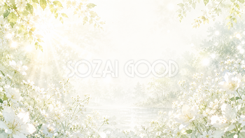 White Botanical Morning 背景素材【無料PNG】93625