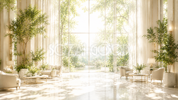高級ホテルラウンジの背景イラスト｜Luxury Hotel Lounge【無料・高画質PNG】93642