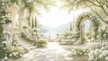 プレミアムボタニカルガーデン背景イラスト｜Premium Botanical Masterpiece【無料・高画質PNG】93662