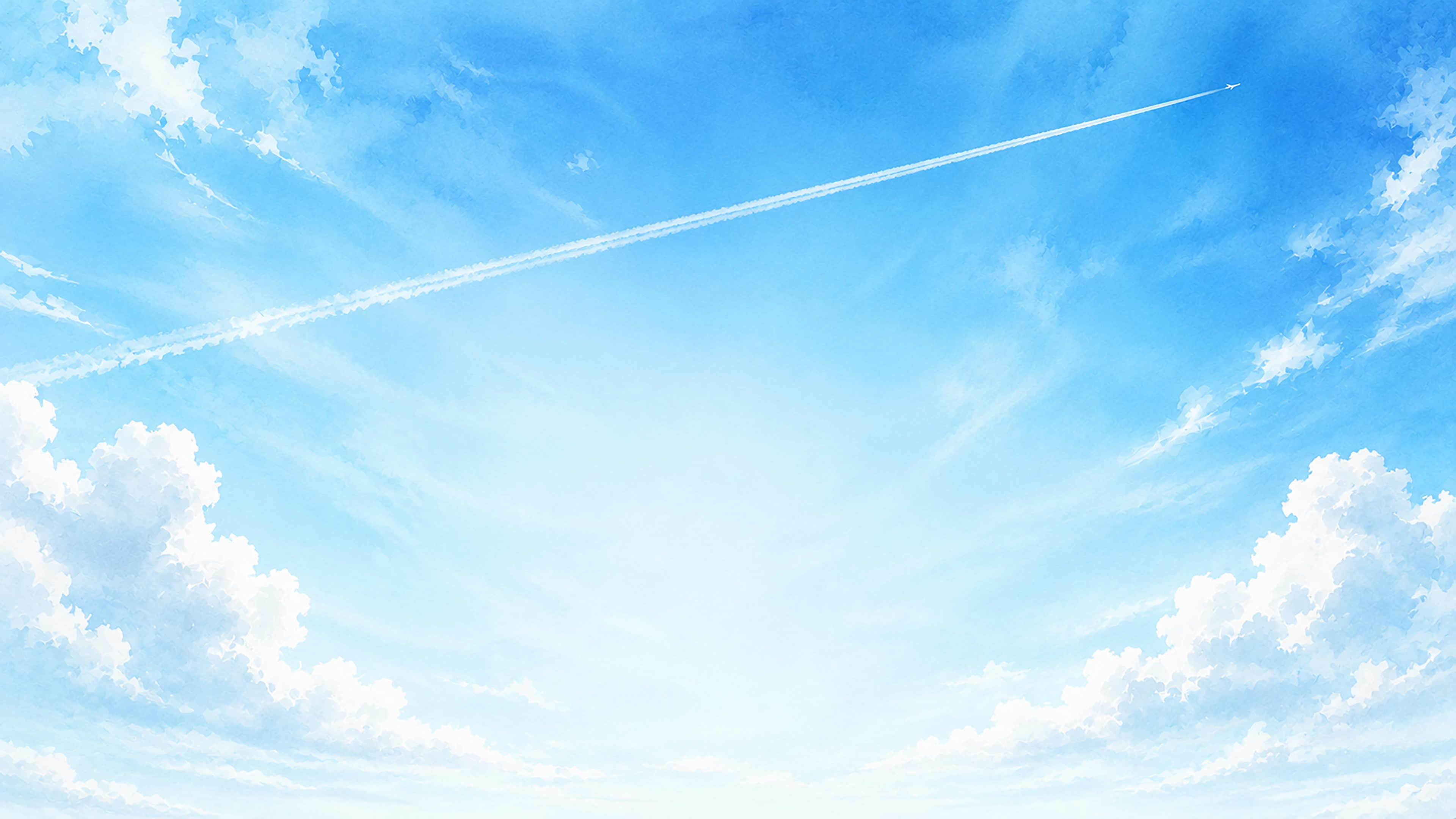 飛行機雲のある青空背景イラスト【無料・高画質】93704に写真・文字を入れる