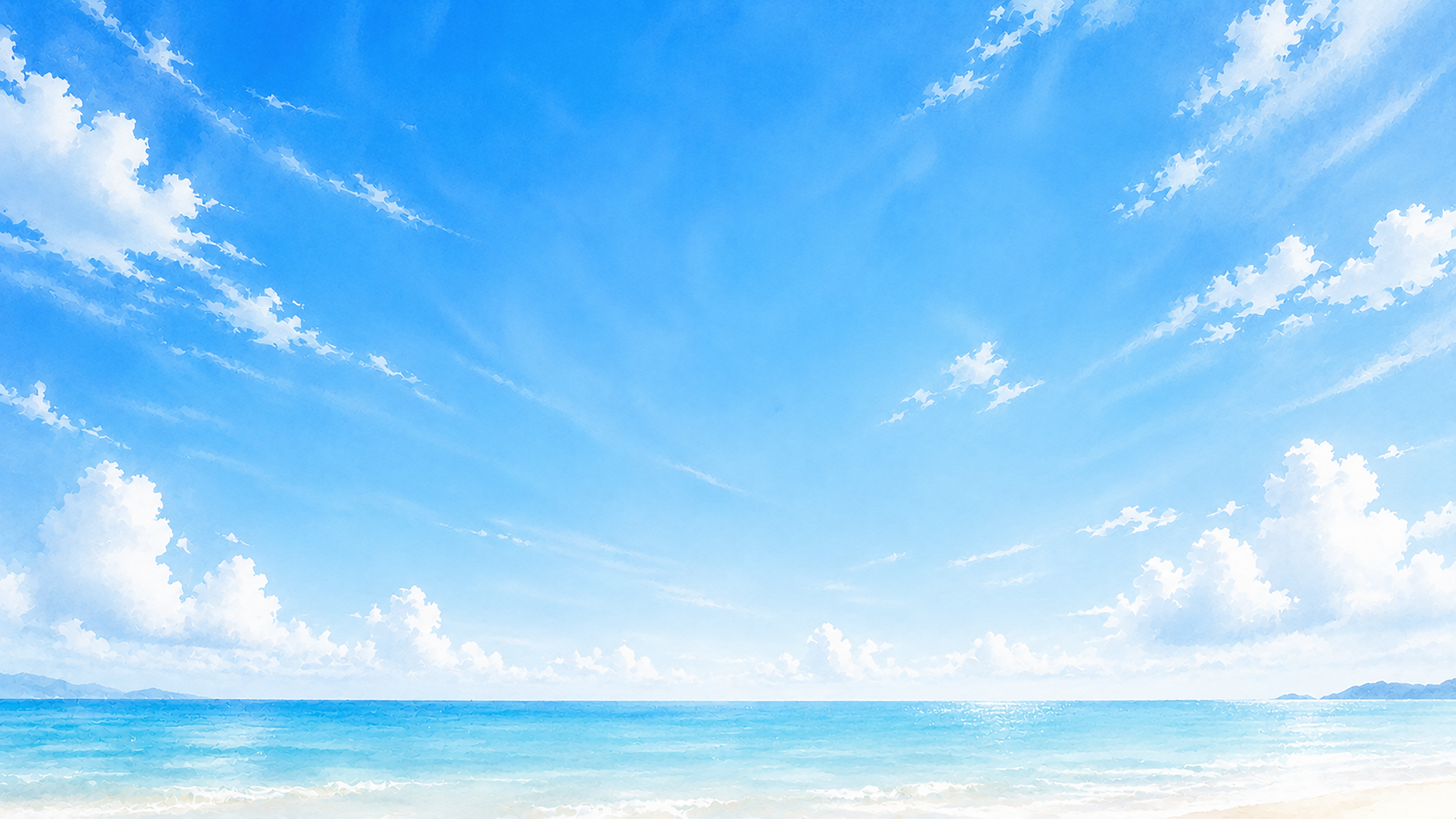 海辺の青空背景イラスト【無料・高画質】夏・海93706に写真・文字を入れる