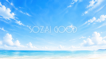 海辺の青空背景イラスト【無料・高画質】夏・海93706