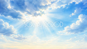 光が差し込む空背景イラスト【無料・高画質】青空と雲93707