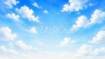 綿雲の空背景イラスト【無料・高画質】ふわふわ青空93711