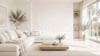 ホワイトソファのリラックス背景【無料・高画質】93775