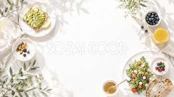 ブランチテーブル背景素材【無料・高画質】White Brunch Table　93785
