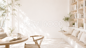 読書カフェ背景素材【無料・高画質】White Reading Cafe93786