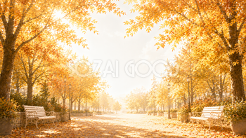 秋の（紅葉・もみじ）木漏れ日背景【無料・高画質】プレミアム秋風景イラスト93805