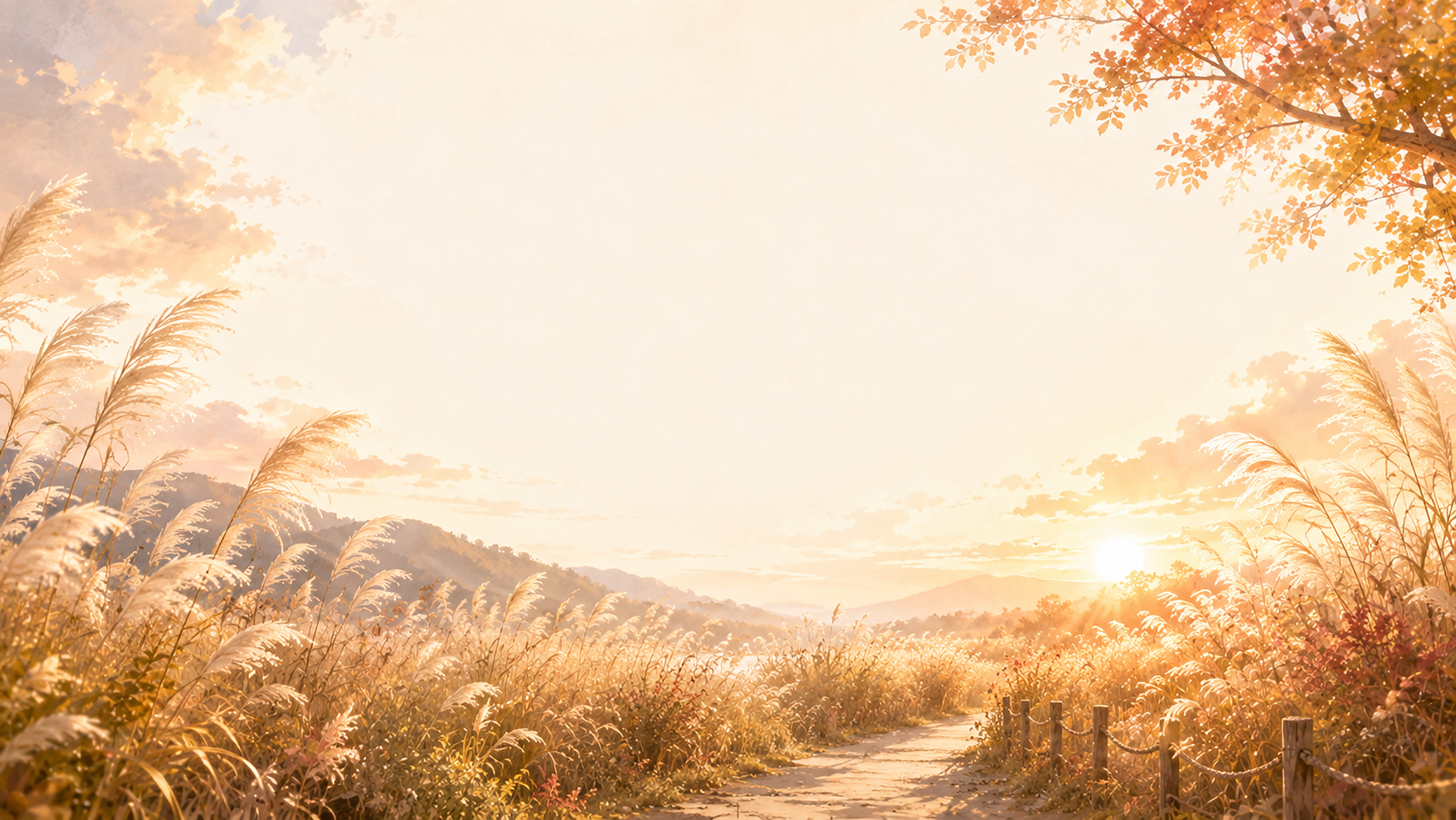 ススキ背景【無料・高画質】紅葉・もみじと秋風の草原背景イラスト93834に写真・文字を入れる
