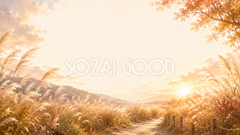 ススキ背景【無料・高画質】紅葉・もみじと秋風の草原背景イラスト93834