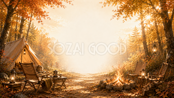 焚き火キャンプ背景【無料・高画質】紅葉・もみじ・秋キャンプ背景イラスト93848