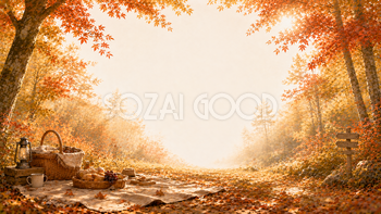 秋のピクニック背景【無料・高画質】紅葉・もみじ・アウトドア背景イラスト93852