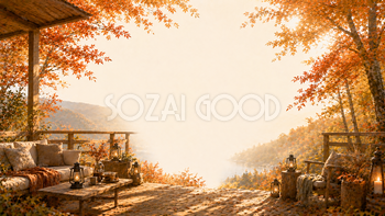 テラスキャンプ背景【無料・高画質】紅葉・もみじ・グランピング背景イラスト93854