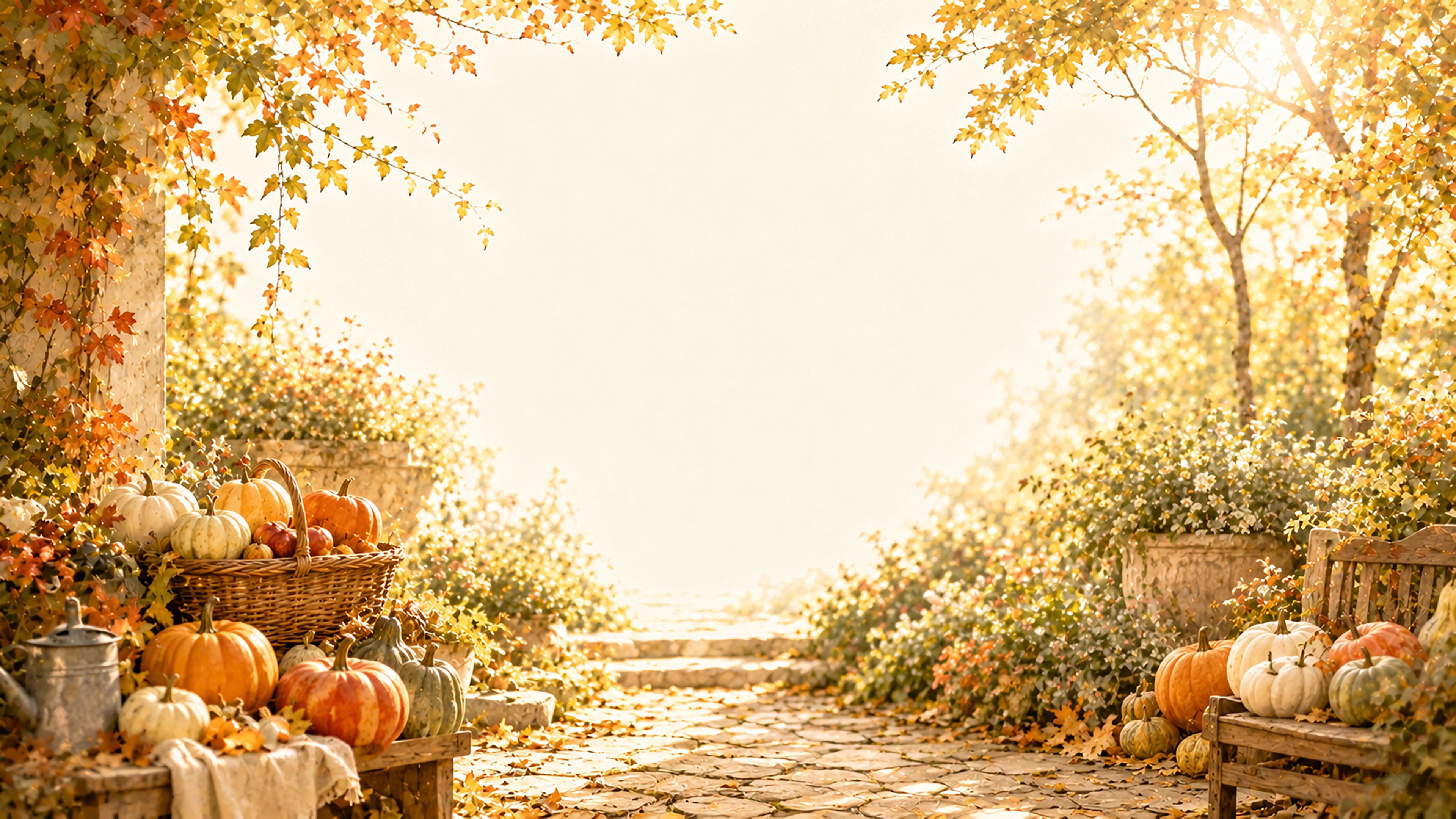 パンプキンガーデン背景【無料・高画質】紅葉・もみじ・秋背景イラスト93865に写真・文字を入れる