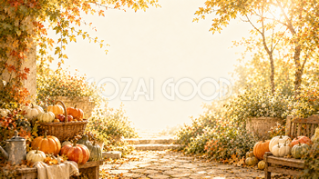 パンプキンガーデン背景【無料・高画質】紅葉・もみじ・秋背景イラスト93865