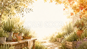 秋のハーブガーデン背景【無料・高画質】紅葉・もみじ・ボタニカル背景イラスト93866