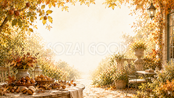 ナッツガーデン背景【無料・高画質】紅葉・もみじ・木の実背景イラスト93867