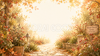 ベリーガーデン背景【無料・高画質】紅葉・もみじ・赤い実背景イラスト93868
