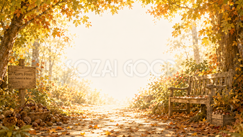 どんぐりの森背景【無料・高画質】紅葉・もみじ・秋の森背景イラスト93872