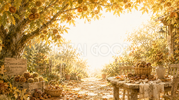 栗の木ガーデン背景【無料・高画質】紅葉・もみじ・秋背景イラスト93873