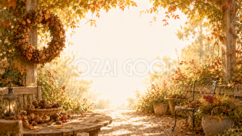 木の実リースガーデン背景【無料・高画質】紅葉・もみじ・秋背景イラスト93876