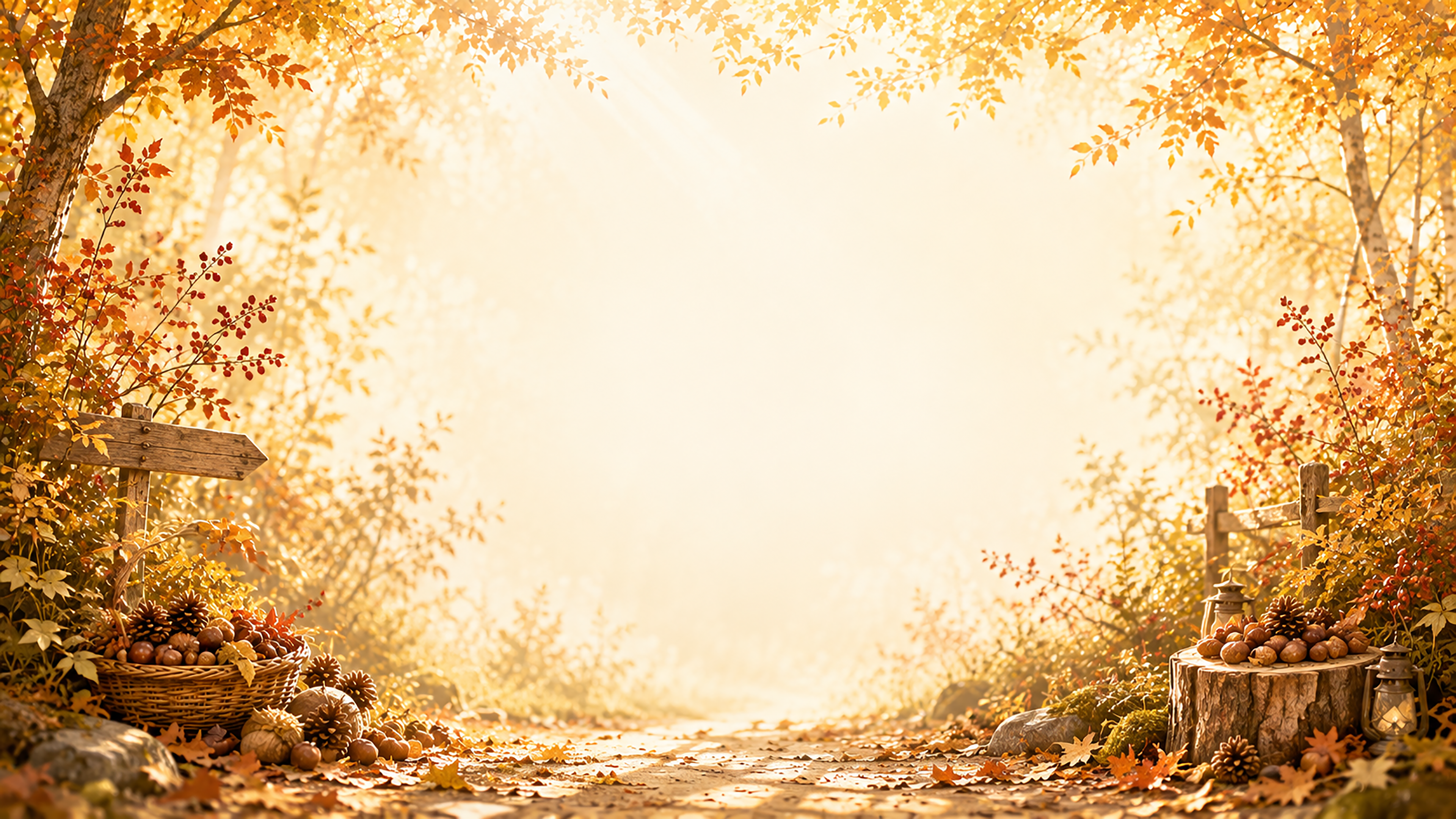 Premium Forest Treasure背景【無料・高画質】紅葉・もみじ・秋の実・木の実背景イラスト93883に写真・文字を入れる