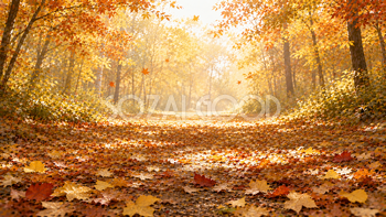 Premium Autumn Leaves背景【無料・高画質】秋・紅葉・もみじ・落ち葉背景イラスト93923