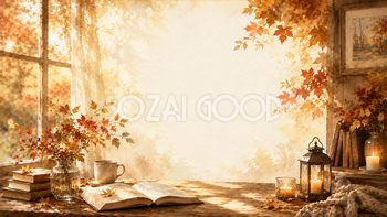 秋の読書時間背景イラスト【無料PNG】93936