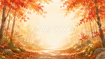 紅葉（もみじ）のトンネル背景イラスト【無料PNG】93939