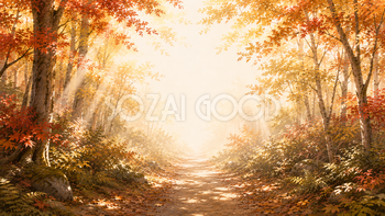 木漏れ日の森林浴背景イラスト【無料PNG】93940