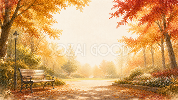 公園のベンチ背景イラスト【無料PNG】93952