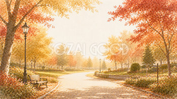公園の小道背景イラスト【無料PNG】93958
