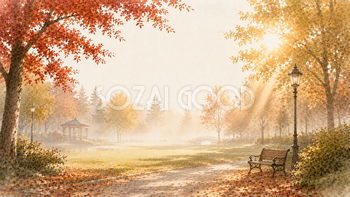 朝の公園背景イラスト【無料PNG】93961
