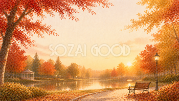 夕暮れの公園背景イラスト【無料PNG】93962