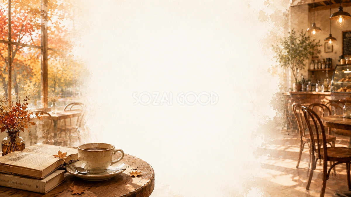 秋のコーヒーテーブル背景【無料・高画質PNG】94030