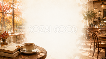 秋のコーヒーテーブル背景【無料・高画質PNG】94030
