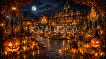 ハロウィンのプレミアムナイトガーデン背景【無料・高画質PNG】94105
