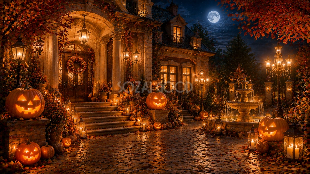 プレミアムハロウィンホームエントランス背景【無料・高画質PNG】94118
