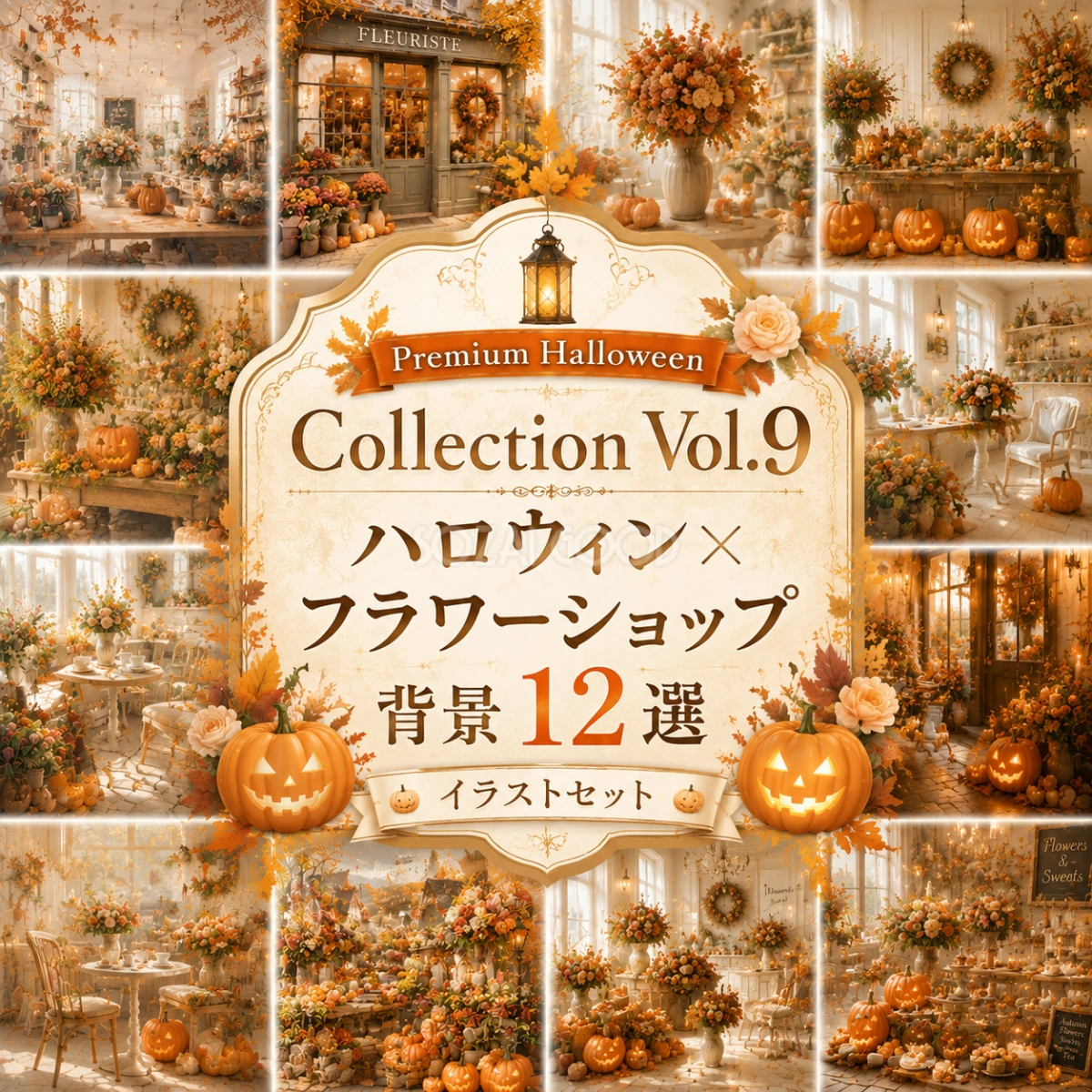 ハロウィン×フラワーショップ背景12選|秋の花屋を彩る無料背景素材Premium Halloween Collection Vol.9 94158