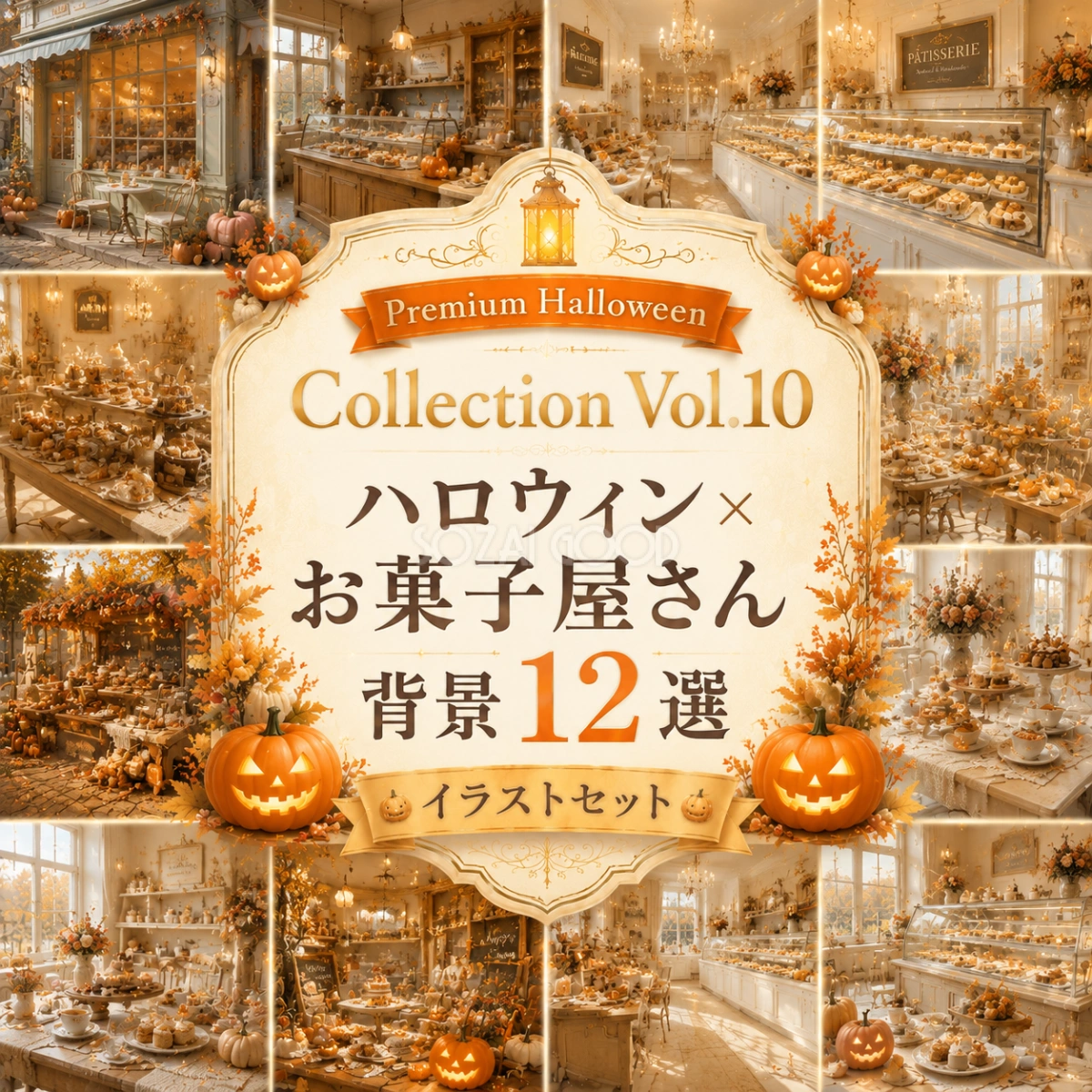 ハロウィン×お菓子屋さん背景素材12選【無料・高画質PNG】Premium Halloween Collection Vol.10 94171