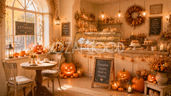 ハロウィンカフェ併設お菓子屋さん背景素材【無料・高画質PNG】94179