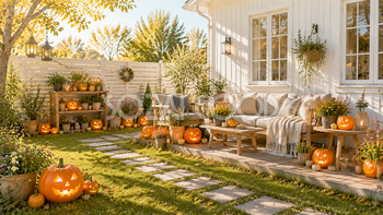 北欧風ハロウィンガーデン背景【無料・高画質PNG】ナチュラル秋素材94228