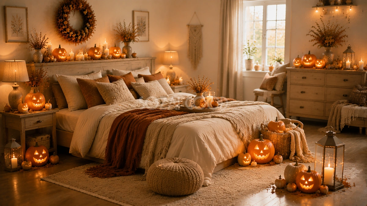 ハロウィンベッドルーム背景【無料・高画質PNG】94245
