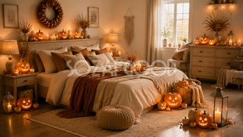 ハロウィンベッドルーム背景【無料・高画質PNG】94245