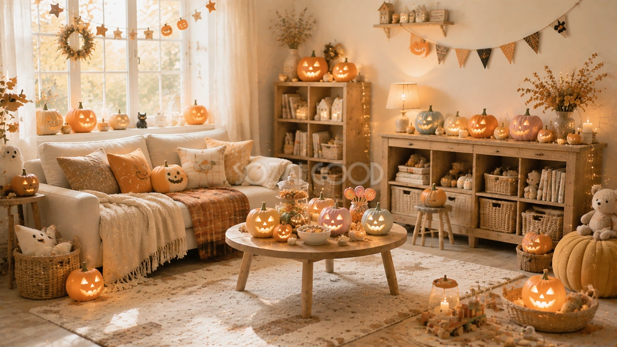 可愛いハロウィン子供部屋背景【無料PNG】94247