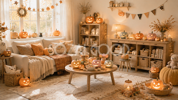 可愛いハロウィン子供部屋背景【無料PNG】94247