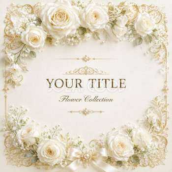 白薔薇フレームイラスト無料｜上品な花柄装飾素材【高画質PNG】94330