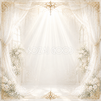 光の祝福ウェディングフレーム｜白い空間と透明感の無料イラスト素材【高画質PNG】94453